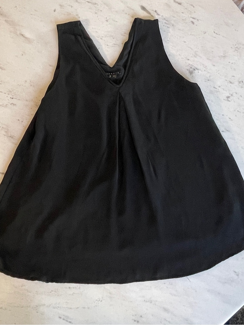 Theory Black V-Neck Silk Camisole